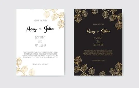 Vector invitation with gold floral elements. Luxury ornament template. greeti Illustrazione stock