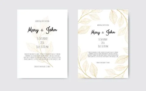 Vector invitation with gold floral elements. Luxury ornament template. greeti 스톡 일러스트