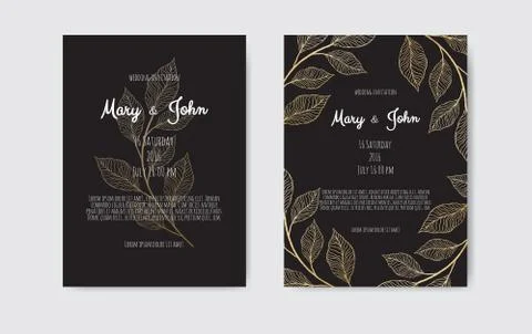 Vector invitation with gold floral elements. Luxury ornament template. greeti Stock Illustration