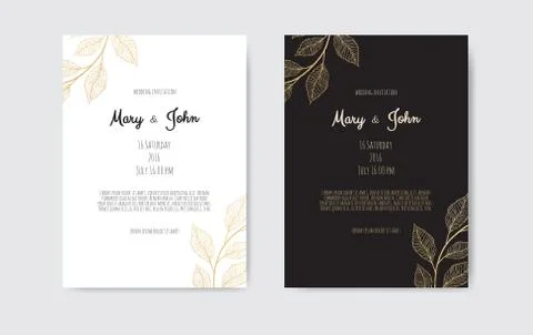 Vector invitation with gold floral elements. Luxury ornament template. greeti Illustrazione stock