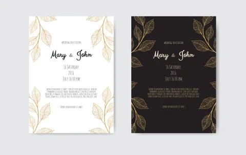 Vector invitation with gold floral elements. Luxury ornament template. greeti 스톡 일러스트