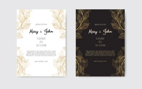 Vector invitation with gold floral elements. Luxury ornament template. greeti Stock Illustration