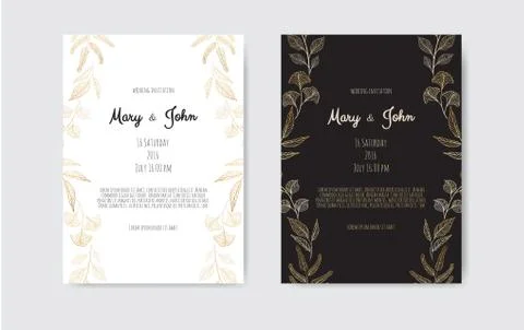 Vector invitation with gold floral elements. Luxury ornament template. greeti Stock Illustration