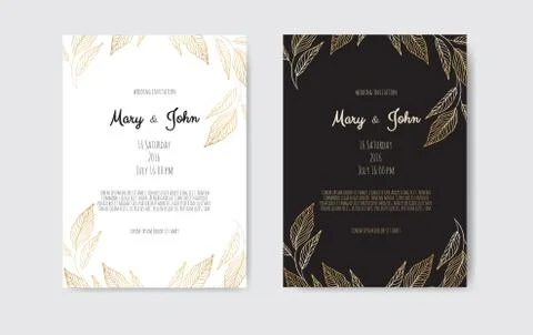 Vector invitation with gold floral elements. Luxury ornament template. greeti Illustrazione stock