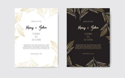 Vector invitation with gold floral elements. Luxury ornament template. greeti Illustrazione stock