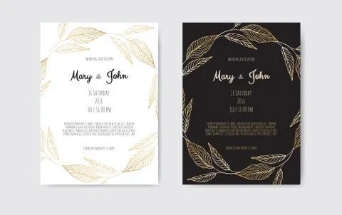 Vector invitation with gold floral elements. Luxury ornament template. greeti Stock Illustration