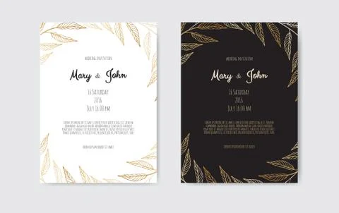 Vector invitation with gold floral elements. Luxury ornament template. greeti Stock Illustration