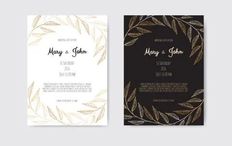 Vector invitation with gold floral elements. Luxury ornament template. greeti Stock Illustration