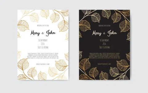 Vector invitation with gold floral elements. Luxury ornament template. greeti Stock Illustration