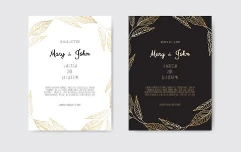 Vector invitation with gold floral elements. Luxury ornament template. greeti Stock Illustration