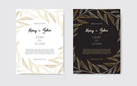Vector invitation with gold floral elements. Luxury ornament template. greeti Stock Illustration