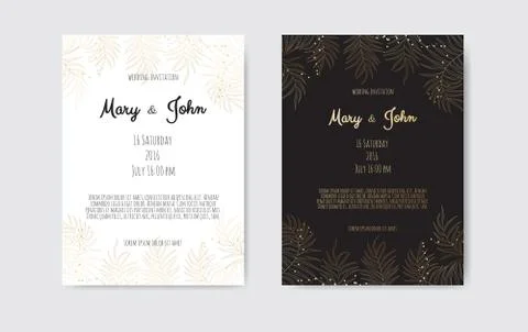 Vector invitation with gold floral elements. Luxury ornament template. greeting Stock Illustration