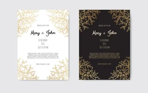 Vector invitation with gold floral elements. Luxury ornament template. greeting 库存插图