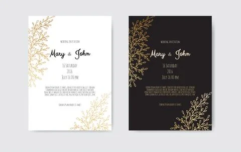 Vector invitation with gold floral elements. Luxury ornament template. greeting Stock Illustration