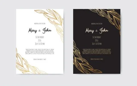 Vector invitation with gold floral elements. Luxury ornament template. greeting Stock Illustration
