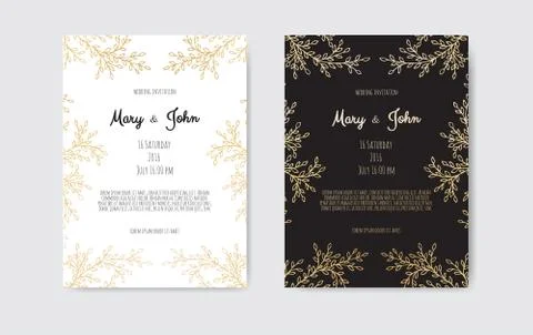 Vector invitation with gold floral elements. Luxury ornament template. greeting Stockillustratie