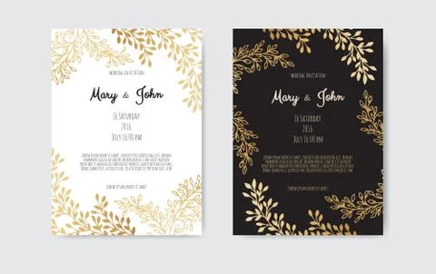 Vector invitation with gold floral elements. Luxury ornament template. greeting Stock Illustration