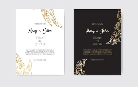 Vector invitation with gold floral elements. Luxury ornament template. greeting Stockillustratie