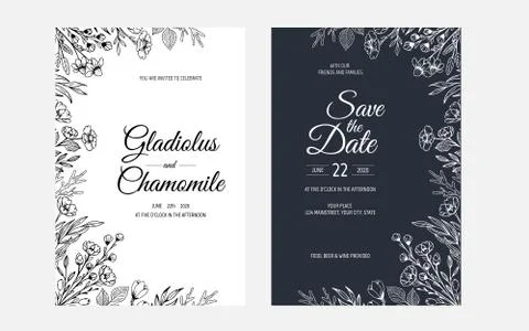 Vector invitation with gold floral elements. Luxury ornament template. greeting Stockillustratie