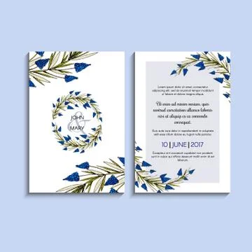 Vector invitation with handmade floral elements. Modern Wedding collection Stock Illustration