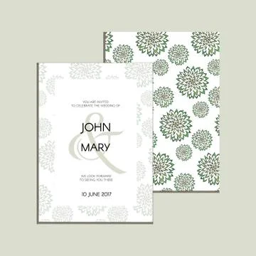 Vector invitation with handmade floral elements. Modern Wedding collection Stock Illustration