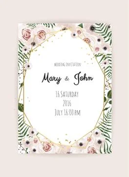 Vector invitation with handmade floral elements. Wedding invitation cards wit Illustrazione stock