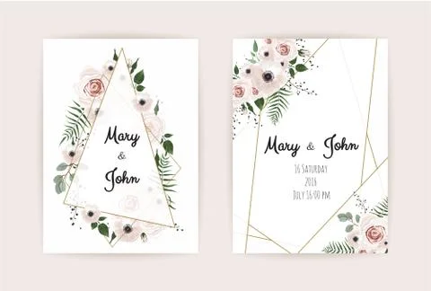 Vector invitation with handmade floral elements. Wedding invitation cards wit Illustrazione stock