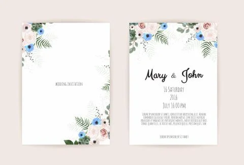 Vector invitation with handmade floral elements. Wedding invitation cards wit Illustrazione stock