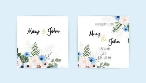 Vector invitation with handmade floral elements. Wedding invitation cards wit Illustrazione stock