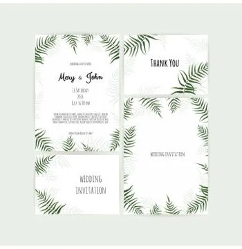 Vector invitation with handmade floral elements. Wedding invitation cards wit Stock Illustration
