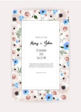 Vector invitation with handmade floral elements. Wedding invitation cards with Illustrazione stock