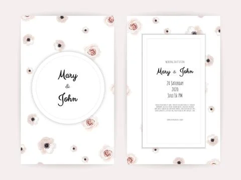 Vector invitation with handmade floral elements. Wedding invitation cards with Illustrazione stock