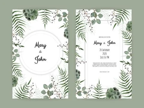 Vector invitation with handmade floral elements. Wedding invitation cards wit Stock Illustration