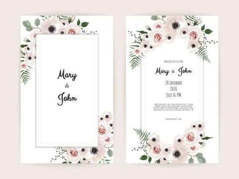 Vector invitation with handmade floral elements. Wedding invitation cards wit Illustrazione stock