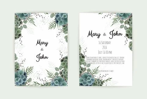 Vector invitation with handmade floral elements. Wedding invitation cards with Illustrazione stock