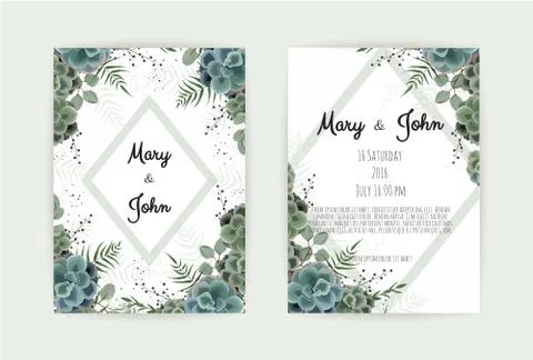 Vector invitation with handmade floral elements. Wedding invitation cards wit Illustrazione stock