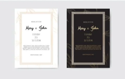 Vector invitation with handmade floral elements. Wedding invitation cards wit Illustrazione stock