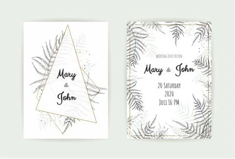 Vector invitation with handmade floral elements. Wedding invitation cards with Stock Illustration