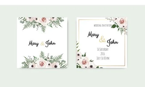 Vector invitation with handmade floral elements. Wedding invitation cards with Illustrazione stock