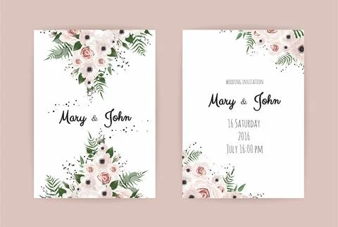 Vector invitation with handmade floral elements. Wedding invitation cards with Illustrazione stock
