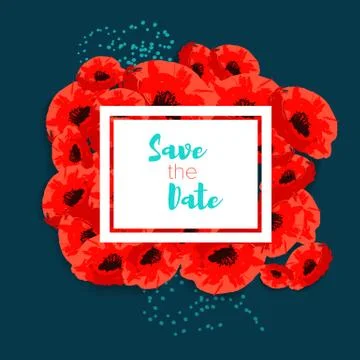 Vector invitation with poppies Stock Illustration
