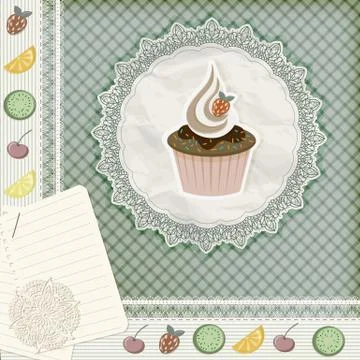 Vector invitation temlate with cupcake Stock Illustration