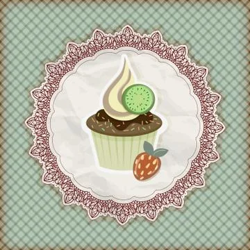 Vector invitation template with cupcake Stock Illustration