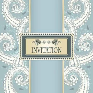 Vector invitation template eastern  pattern and place for your text on  grung Illustrazione stock