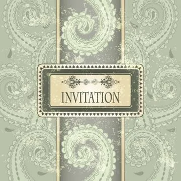 Vector invitation template eastern  pattern and place for your text on  grung Stock Illustration