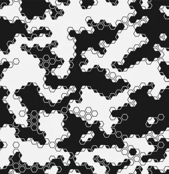 Vector irregular abstract geometric seamless pattern with hexagonal shapes Illustrazione stock