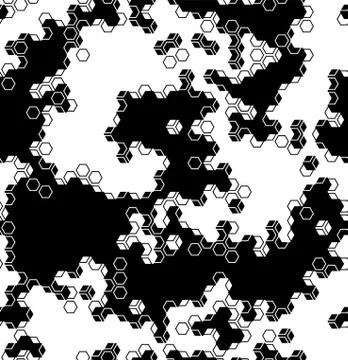 Vector irregular abstract geometric seamless pattern with hexagonal shapes Illustrazione stock