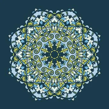 Vector islamic arabesque mandala design in shades of blue color. Stylized ... Stock Photos