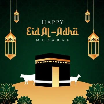 Vector Islamic Eid al Adha background with Kabah ornament Stock Illustration
