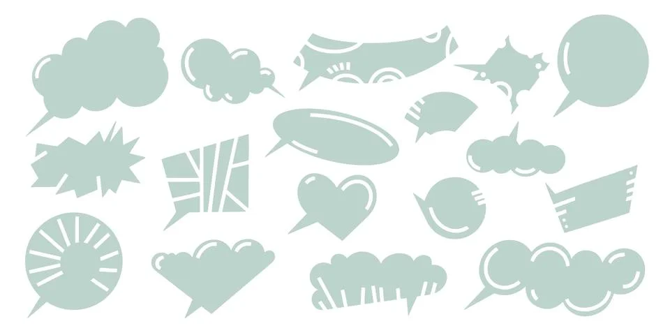 Vector isolated big speech bubbles set. Various call out shapes for backdrops Stock Illustration